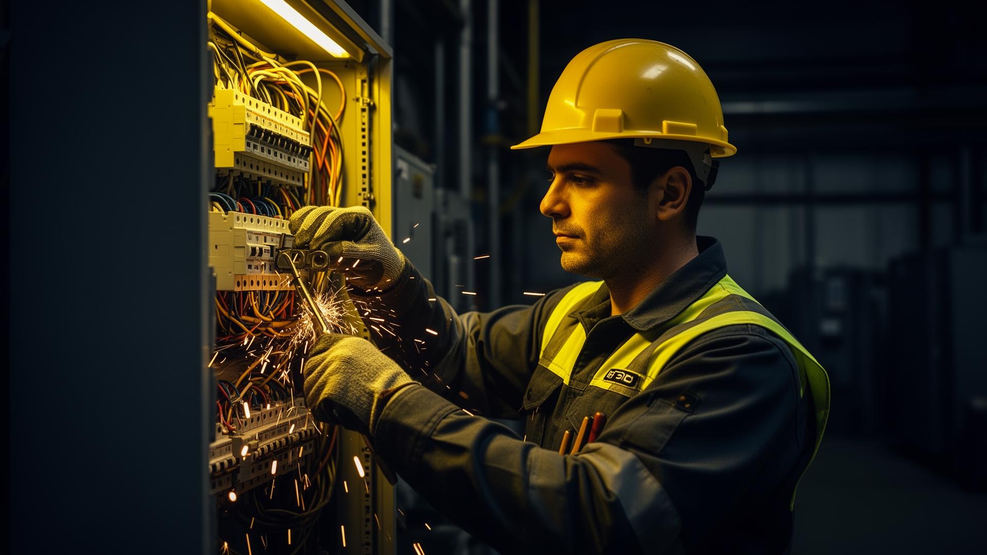 Professional electrician working